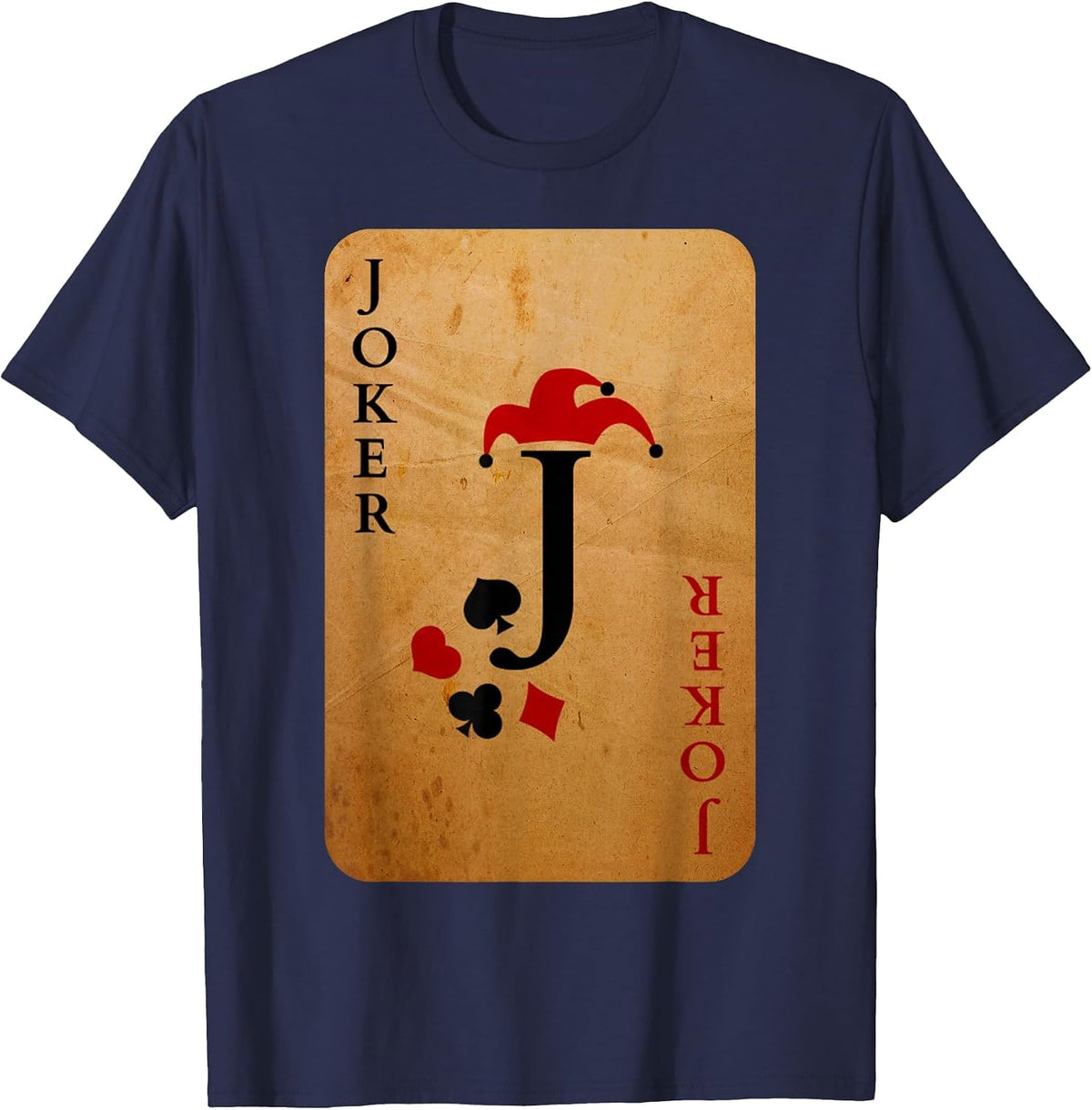 Joker Card Costume Halloween Deck of Cards T-Shirt - Navy Blue