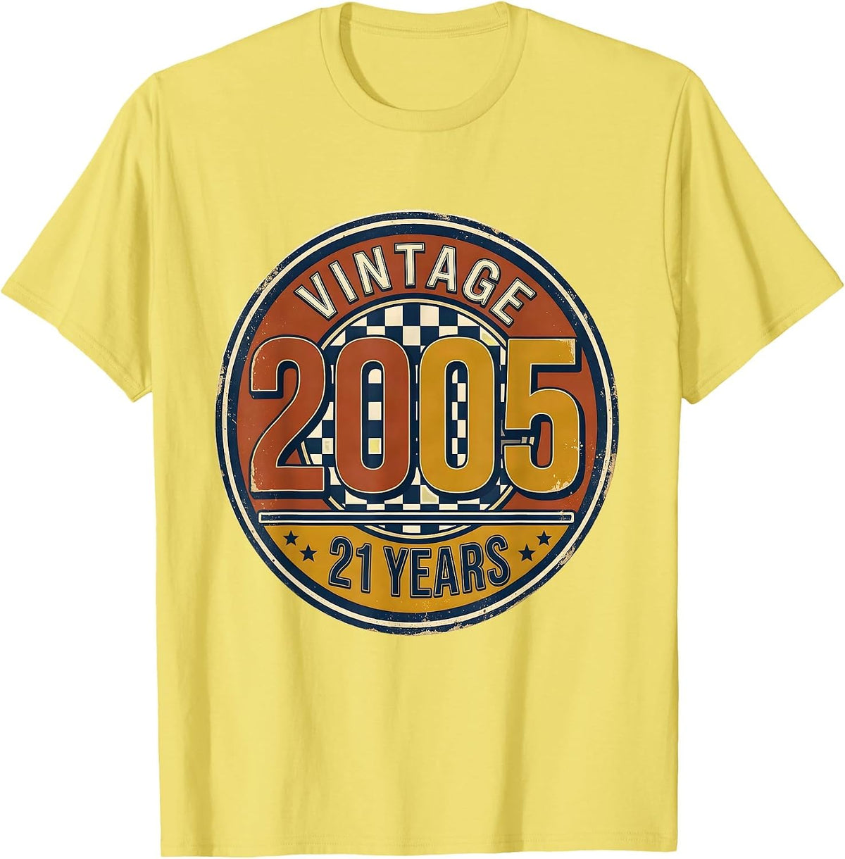 Men's Vintage 2005 · 21 Years Milestone Birthday Badge 21st Gift T-Shirt - Lemon Yellow