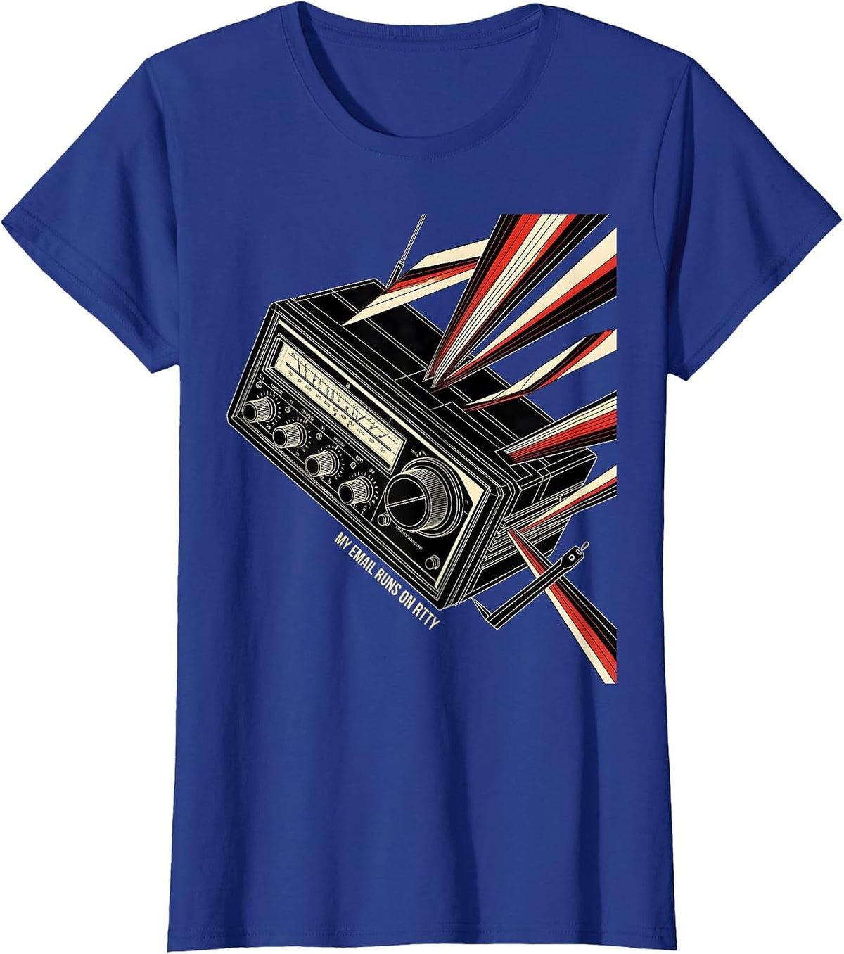 Women's My Email Runs On RTTY Funny Ham Radio Operator Hobbyist T-Shirt - Royal Blue