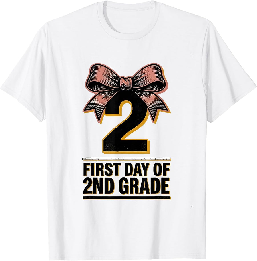 Men's First Day Of 2nd Grade Coquette Bow Back To School Girl T-Shirt - White