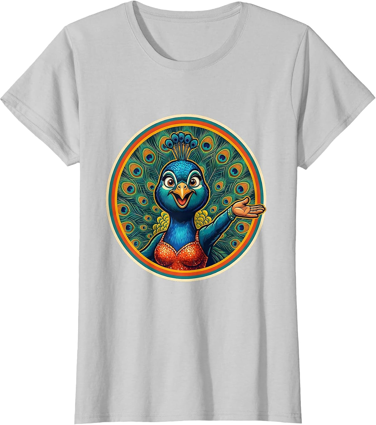 Showgirl Feathered Headdress Center Stage T-Shirt - Silver Grey
