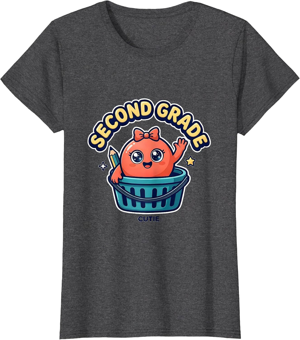 Women's Second Grade Cutie Cute Dumpling Back to School Girl Teacher T-Shirt - Dark Heather Grey
