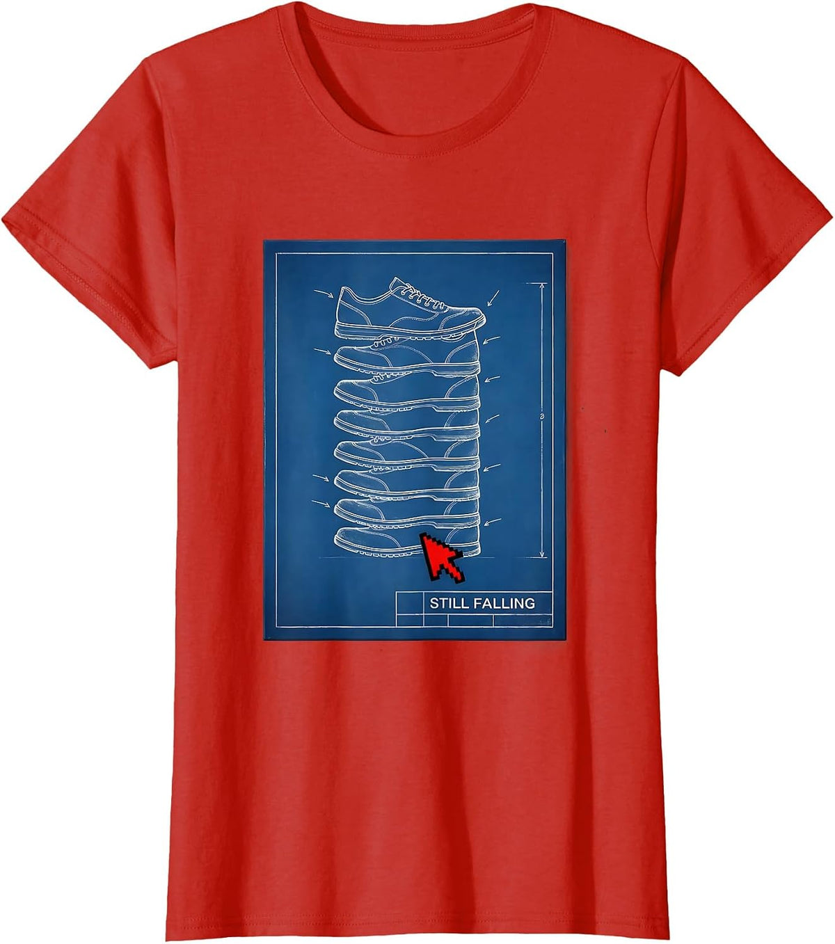 Still Falling Rock Climbing Bouldering Humor Blueprint T-Shirt - Red