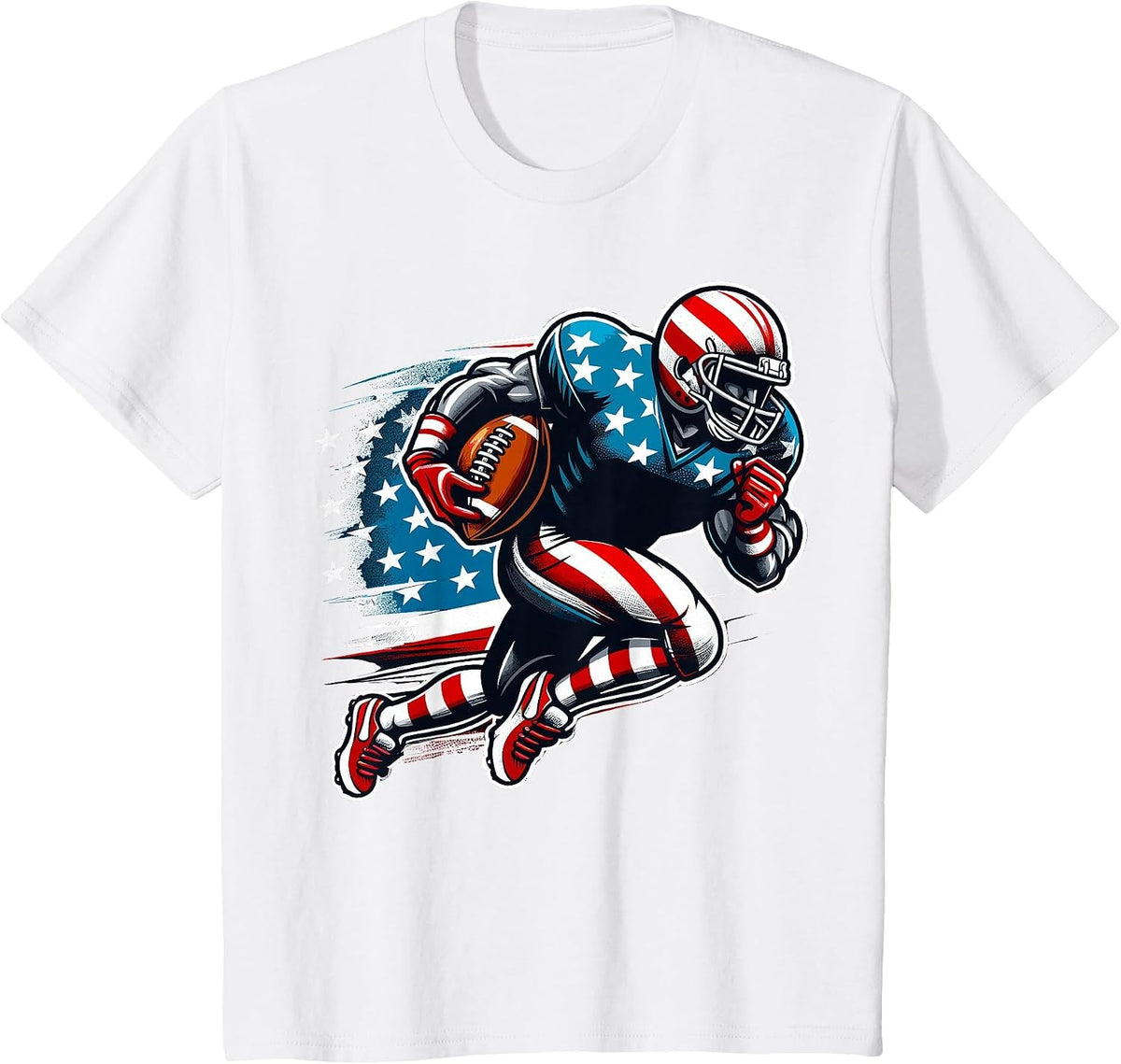 Patriotic American Football Player T-Shirt - White