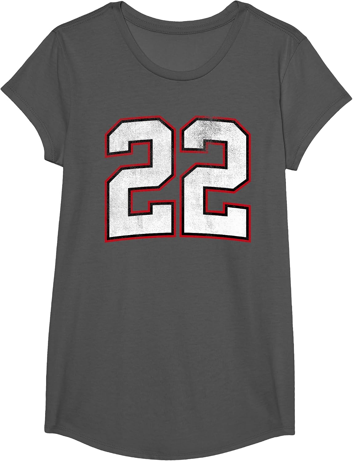 Number Twenty-Two 22 T-Shirt - Girls Asphalt Grey