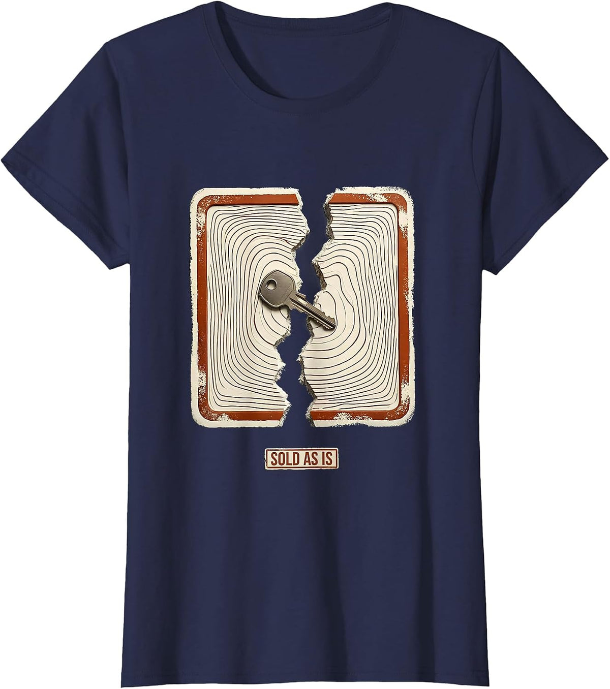 Women's Sold As Is Funny Realtor Real Estate Agent Humor T-Shirt - Navy Blue