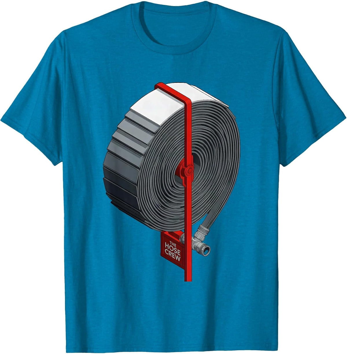 THE HOSE CREW Isometric Firefighter Humor Fire Truck Crew T-Shirt - Sapphire Blue