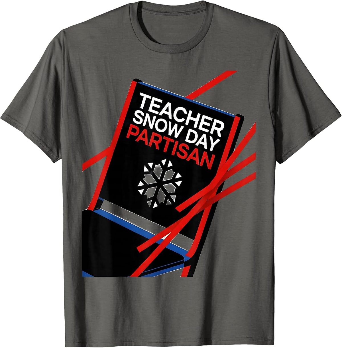 Men's Teacher Snow Day Partisan Funny Christmas Teacher Gift T-Shirt - Asphalt Grey