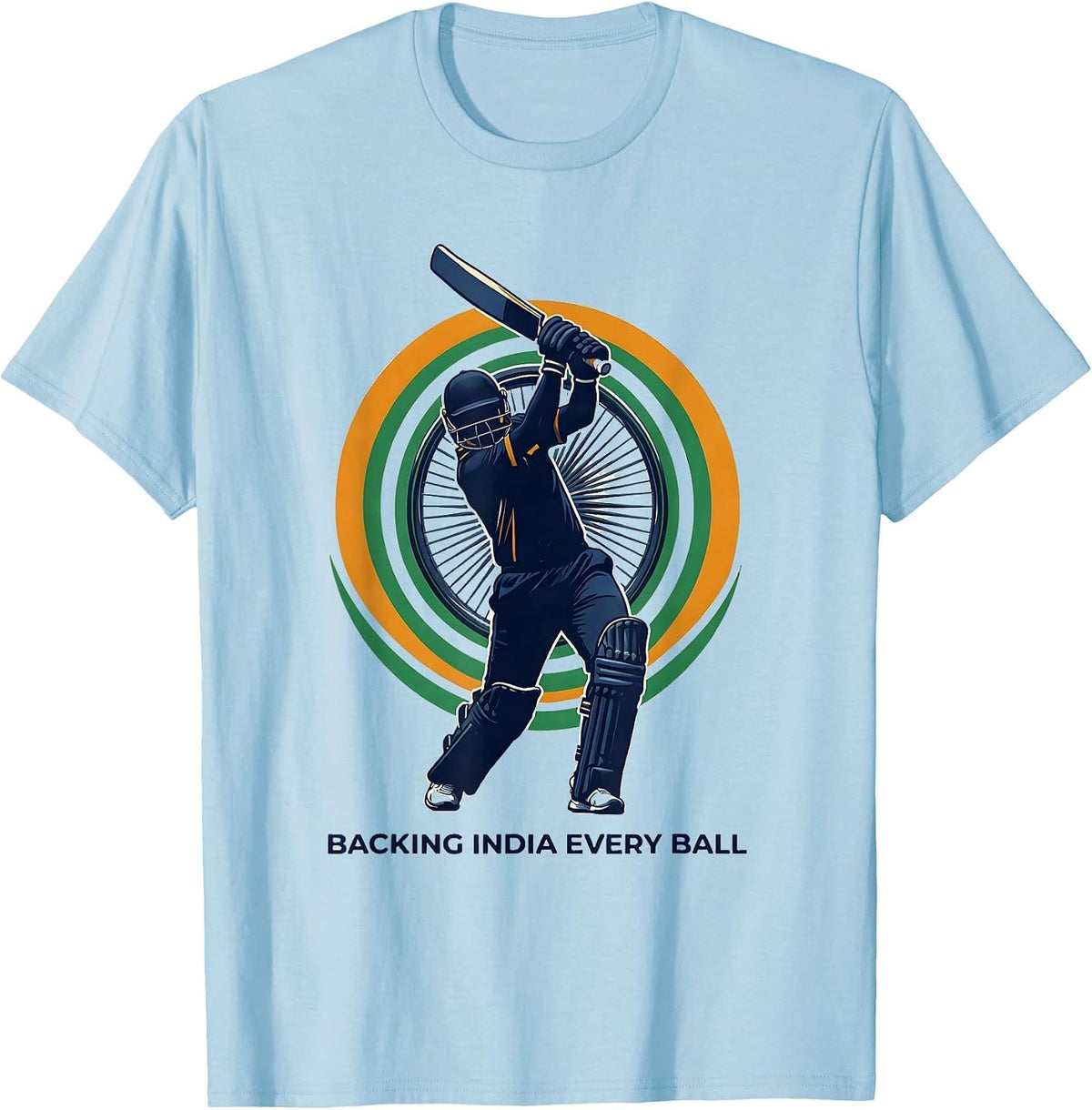 Men's Backing India Every Ball Patriotic Cricket Fan National T-Shirt - Baby Blue