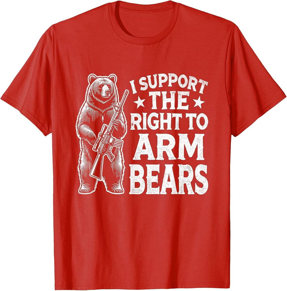 Funny Second Amendment I Support the Right to Arm Bears Men T-Shirt - Red