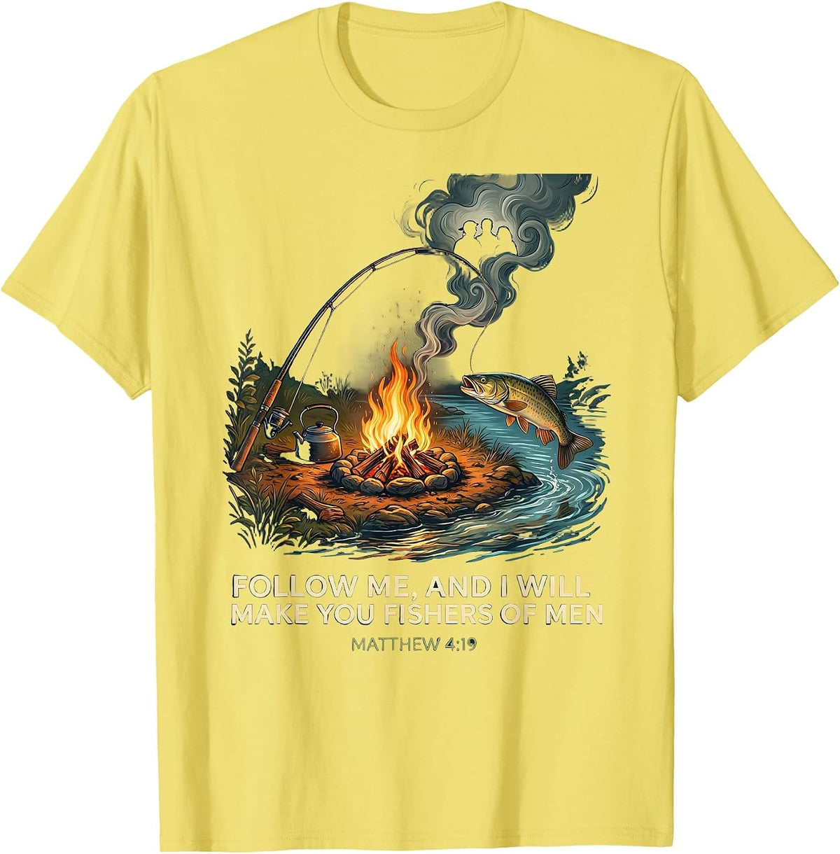 Men's Follow Me, And I Will Make You Fishers Of Men — Matthew 4:19 T-Shirt - Lemon Yellow
