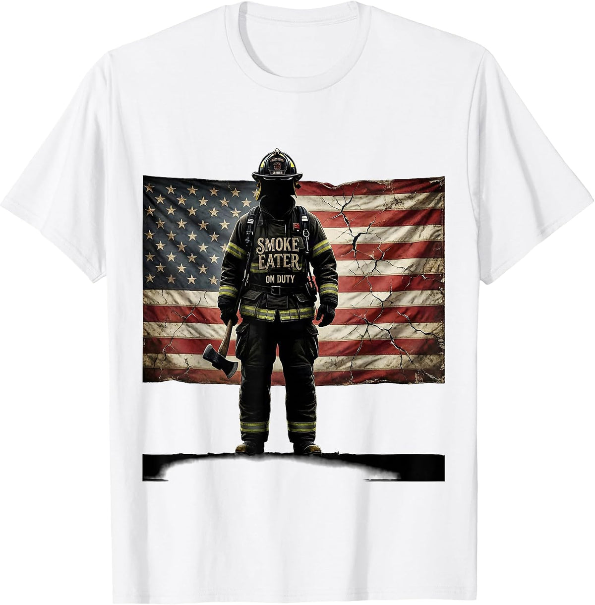 Men's Smoke Eater On Duty Firefighter Design T-Shirt - White