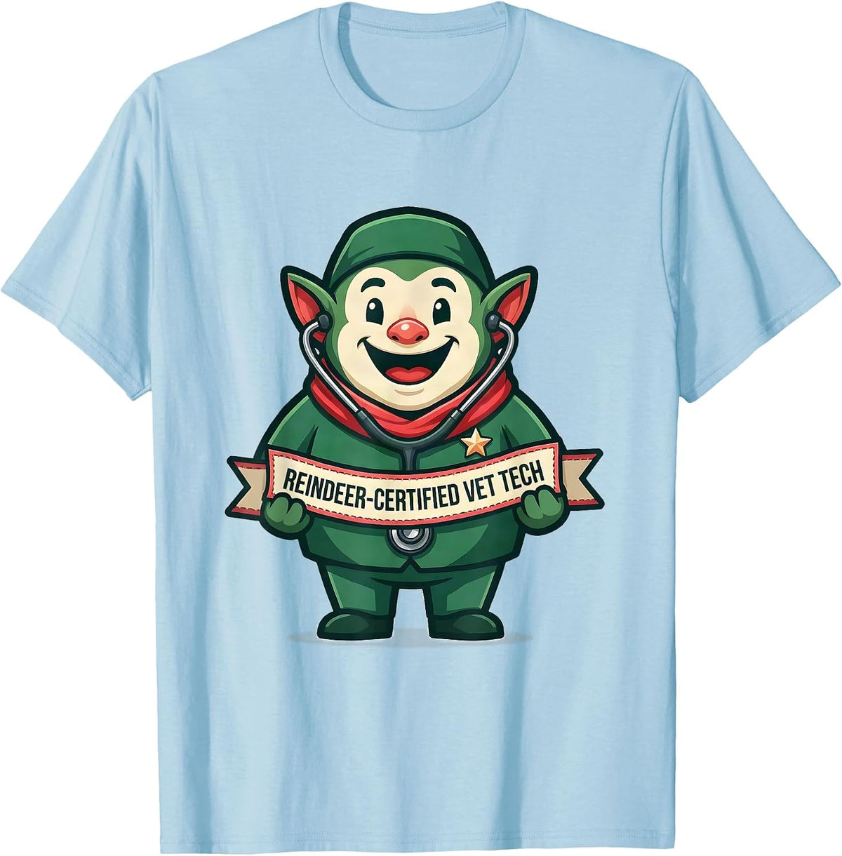 Men's Reindeer-Certified Vet Tech Funny Veterinary Tech Christmas T-Shirt - Baby Blue