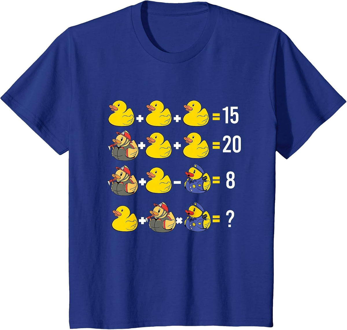 Order of Operations Duckie Quiz Rubber Duck Math Teacher T-Shirt - Royal Blue