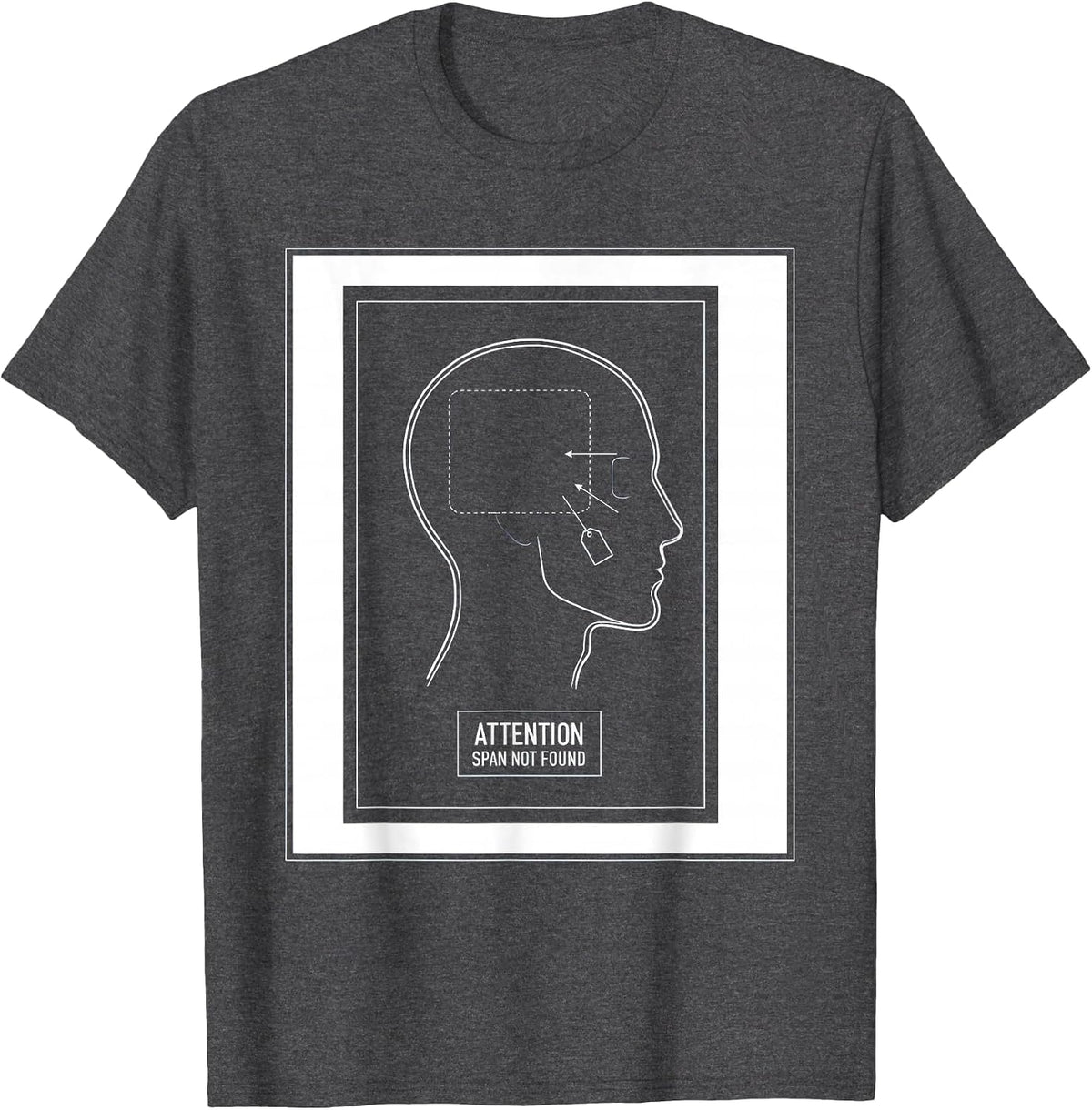 Men's Attention Span Not Found Funny Internet Brainrot Meme Gen Z T-Shirt - Dark Heather Grey