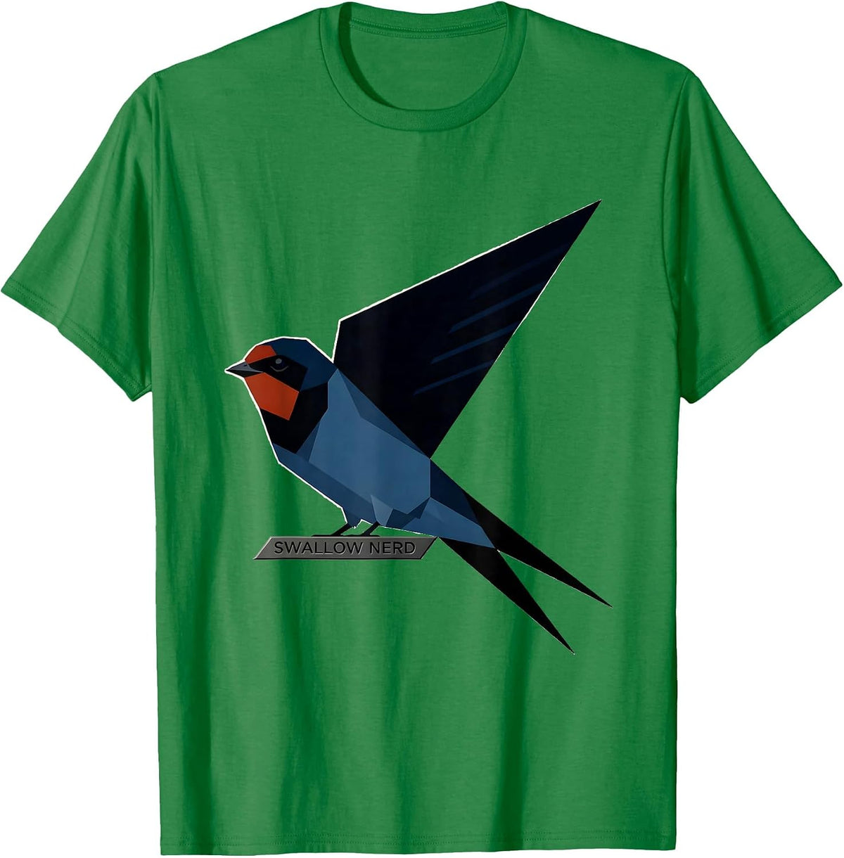 Men's Swallow Nerd Bauhaus Modernist Birdwatching Bird Lover Humor T-Shirt - Kelly Green