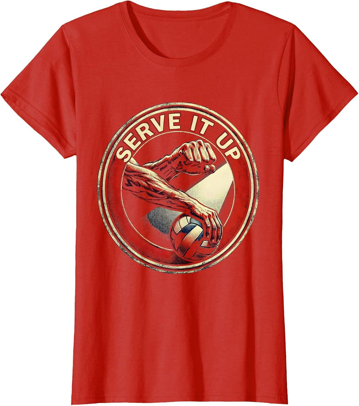 Serve It Up Volleyball Graphic Design T-Shirt - Red