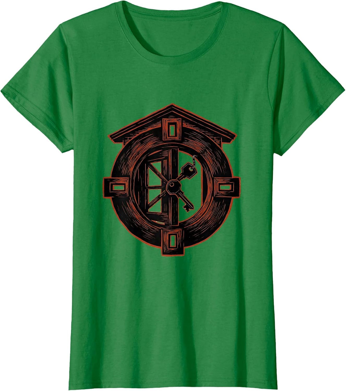 Women's Interlocked Door Realtor Humor Real Estate Agent Gift T-Shirt - Kelly Green