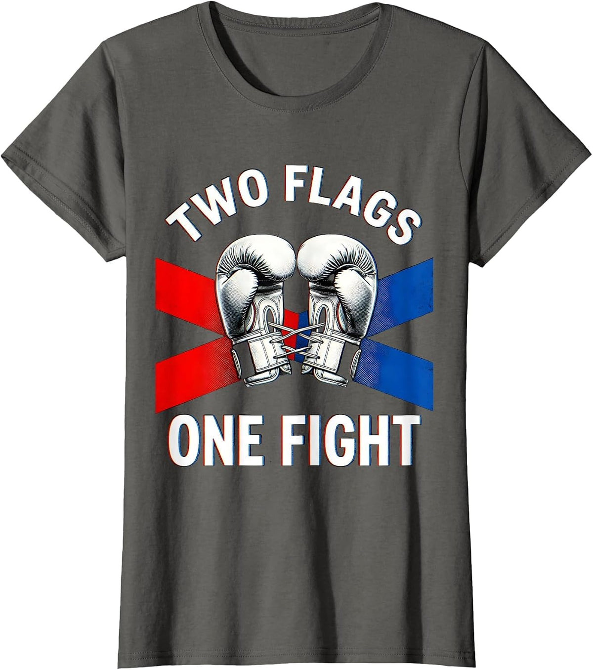 Women's Two Flags One Fight Mexican Boxing Gloves National Pride T-Shirt - Asphalt Grey