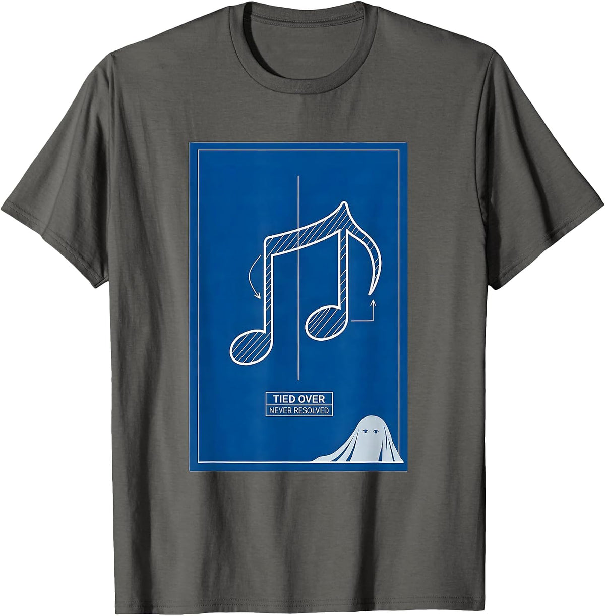 Men's Tied Over Never Resolved Technical Blueprint Music Teacher T-Shirt - Asphalt Grey