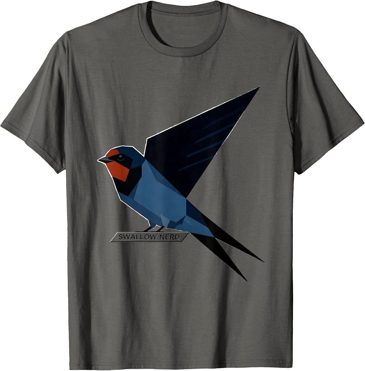 Men's Swallow Nerd Bauhaus Modernist Birdwatching Bird Lover Humor T-Shirt - Asphalt Grey