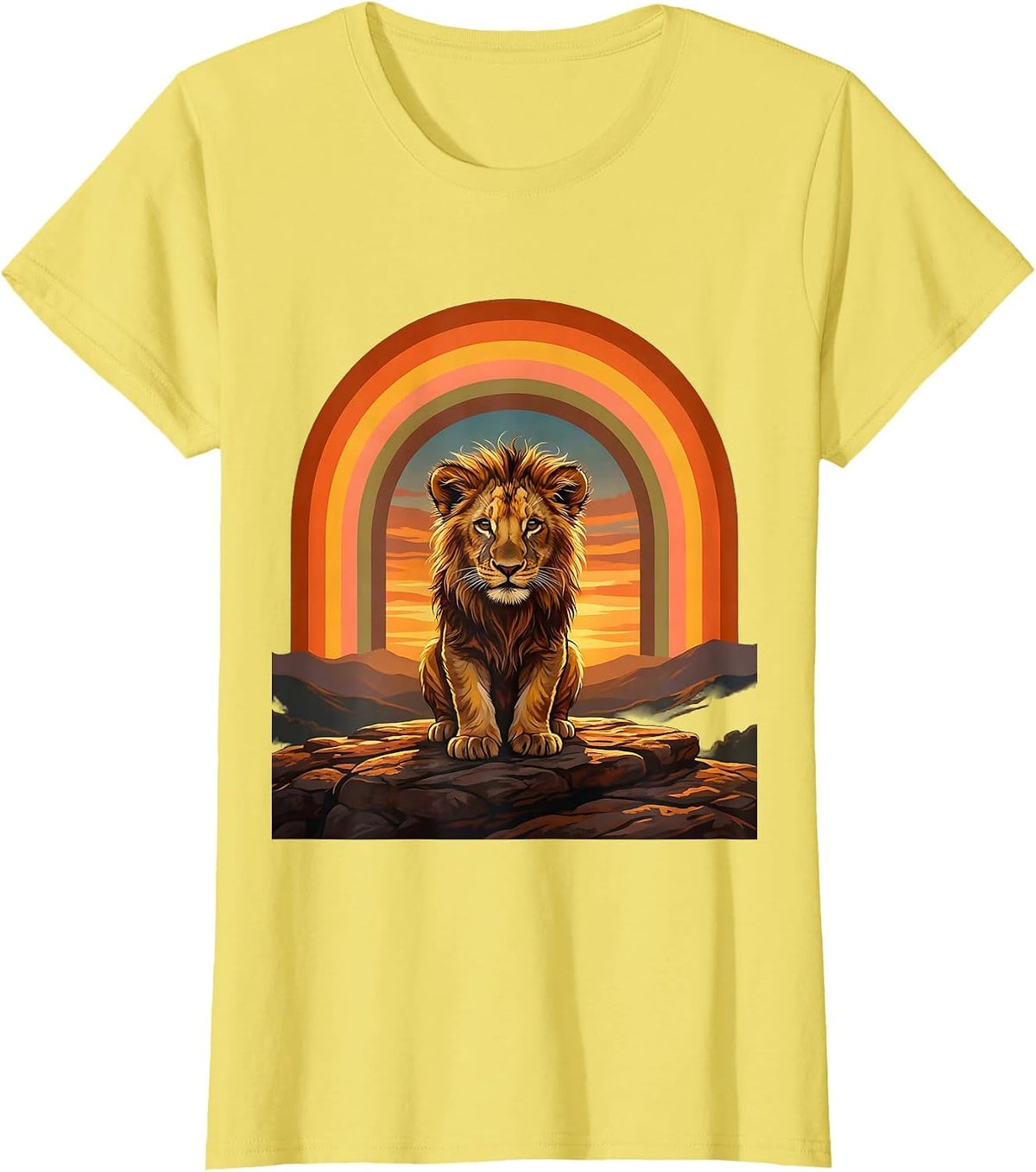Women's Down Syndrome Awareness Bold Lion Cub Ledge Art T-Shirt - Lemon Yellow