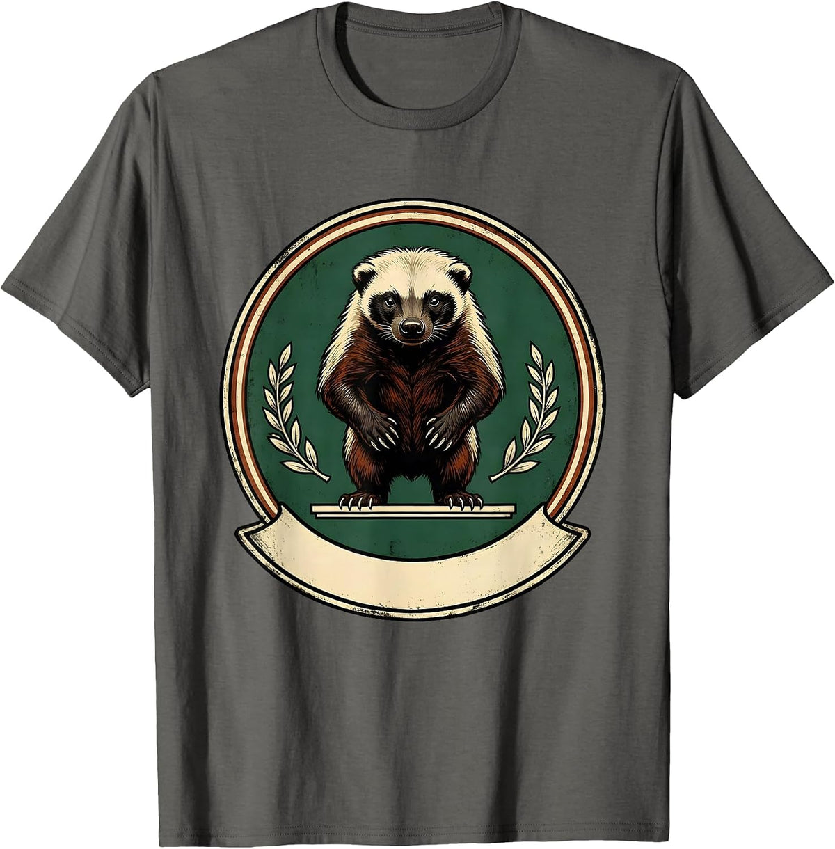 Men's Honey Badger Vintage Funny Animal Humor T-Shirt - Asphalt Grey