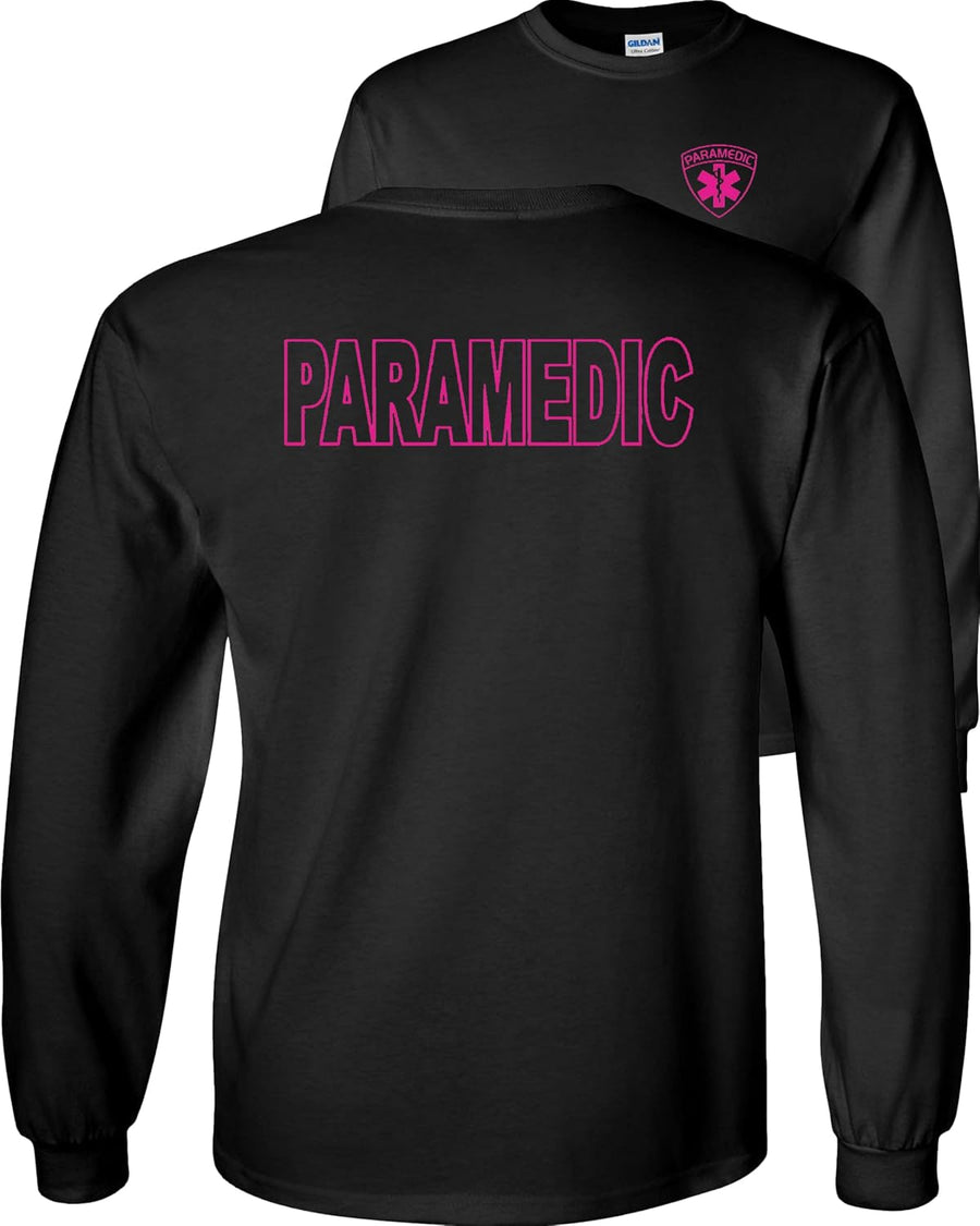 FAIR GAME Paramedic Long Sleeve Shirt-Pink Design-Black-Medium - As Pictured