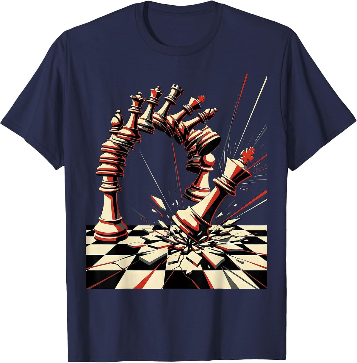 Men's The Turning Point Chess King Tipping Over T-Shirt - Navy Blue