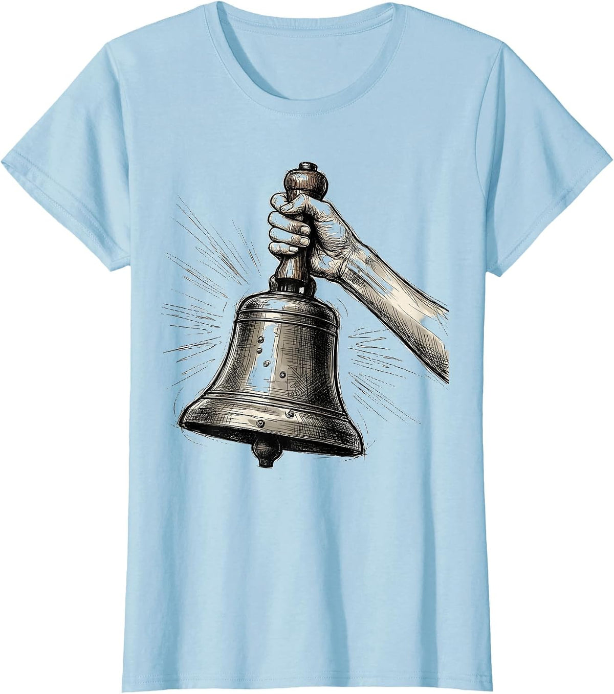 Women's Elementary Teacher Old School Bell Illustration T-Shirt - Baby Blue