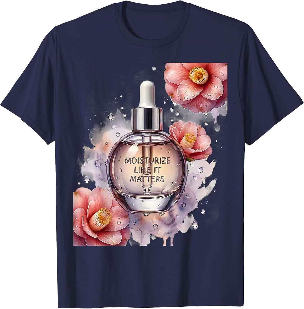 K-Beauty Glass Skin Moisturize Like It Matters T-Shirt - Navy Blue