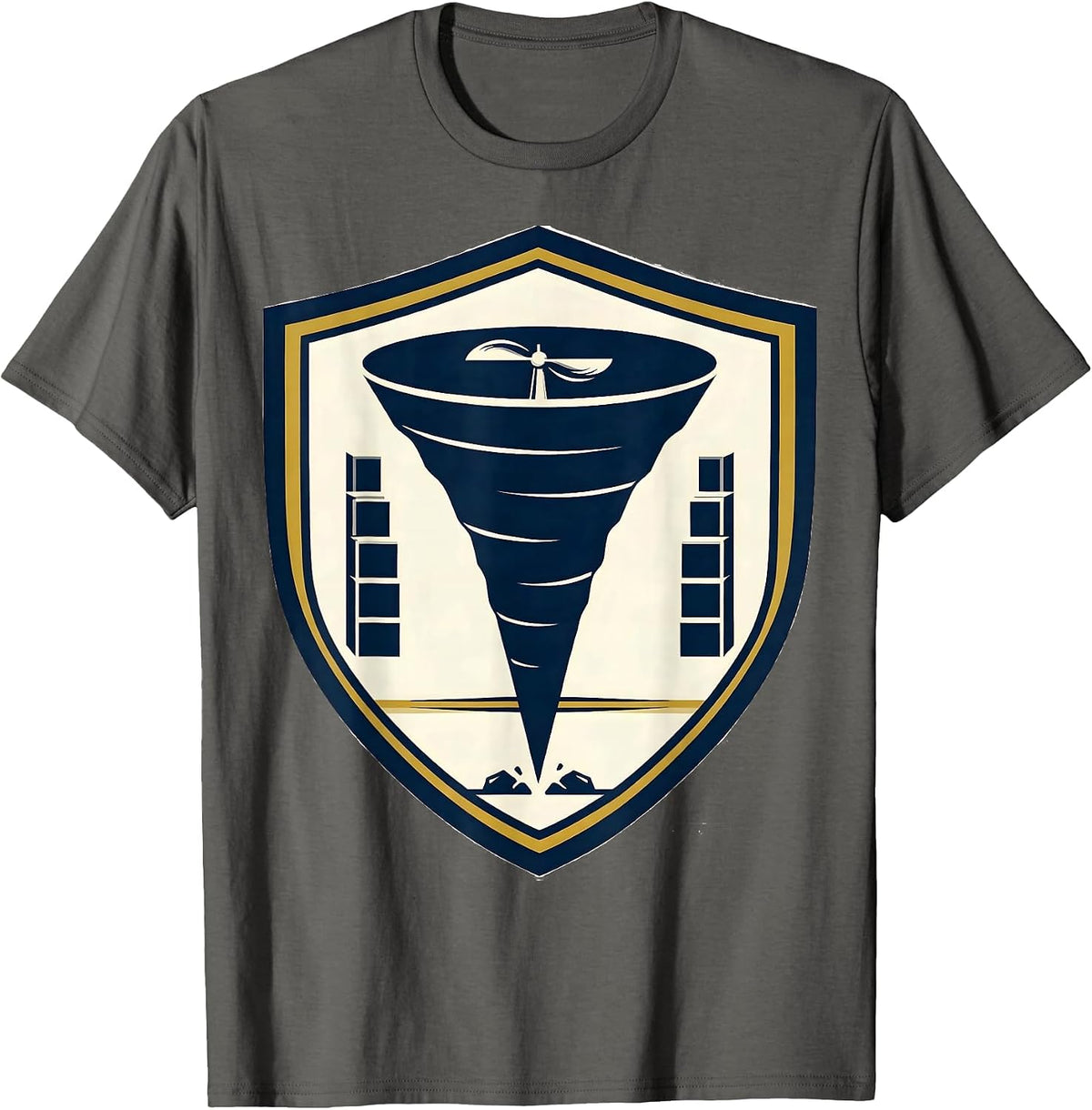 Sealed Tornado Storm Chaser Badge Meteorology Humor T-Shirt - Asphalt Grey