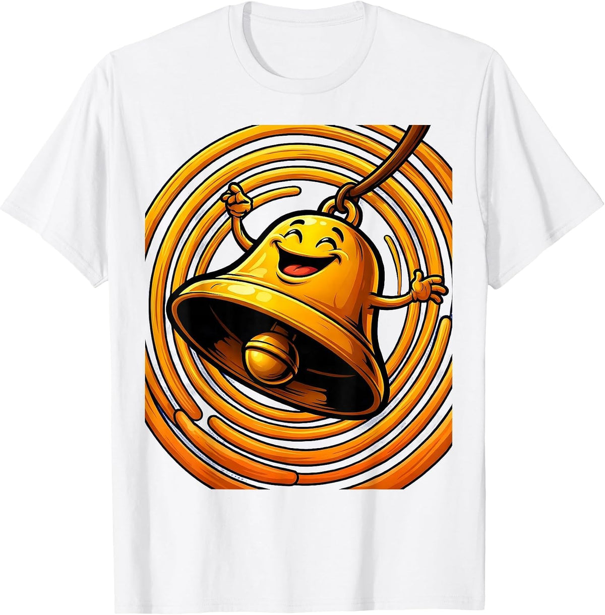 Men's Ringing Bell Sound Wave Burst Cheer Graphic T-Shirt - White