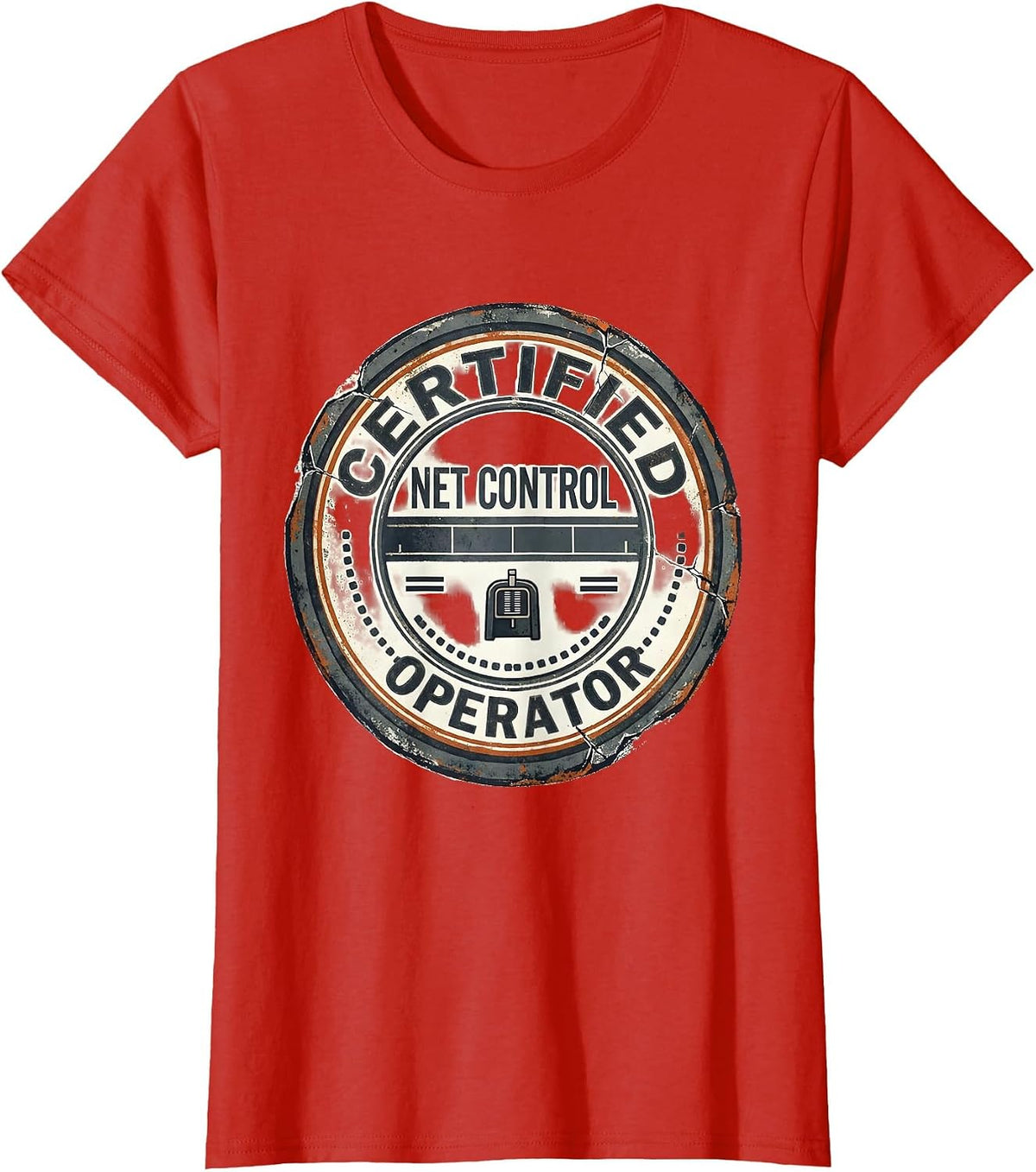 Certified Net Control Operator Distressed Ham Radio Operator T-Shirt - Red