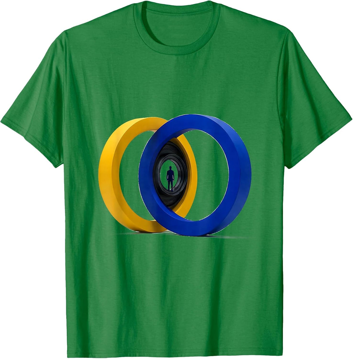 Men's Yellow and Blue Open Rings Down Syndrome Awareness Support T-Shirt - Kelly Green