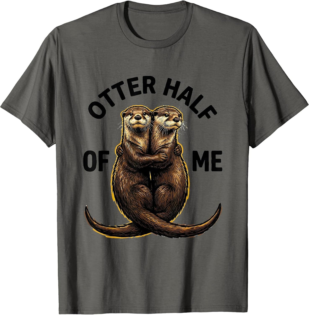 Men's Otter Half Of Me Funny Otter Lover Gift For Kids Teens T-Shirt - Asphalt Grey