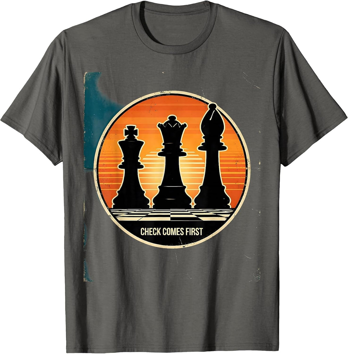 Check Comes First Funny Chess Player Gift Chess Lover Humor T-Shirt - Asphalt Grey
