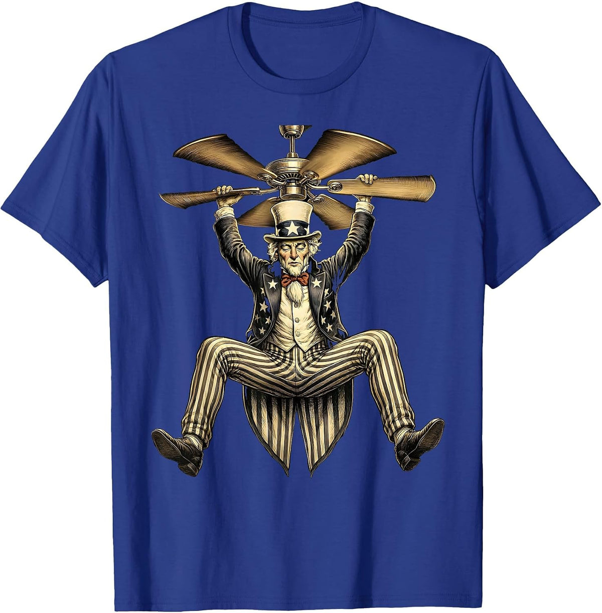 Men's Funny Sloth Hanging From Office Ceiling Fan T-Shirt - Royal Blue