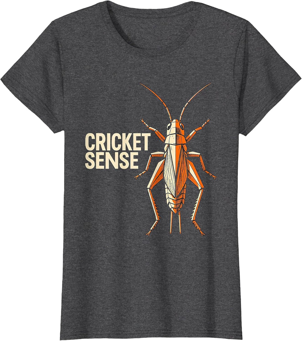 Women's Cricket Sense Stencil Bug Collector Entomology Humor Novelty T-Shirt - Dark Heather Grey