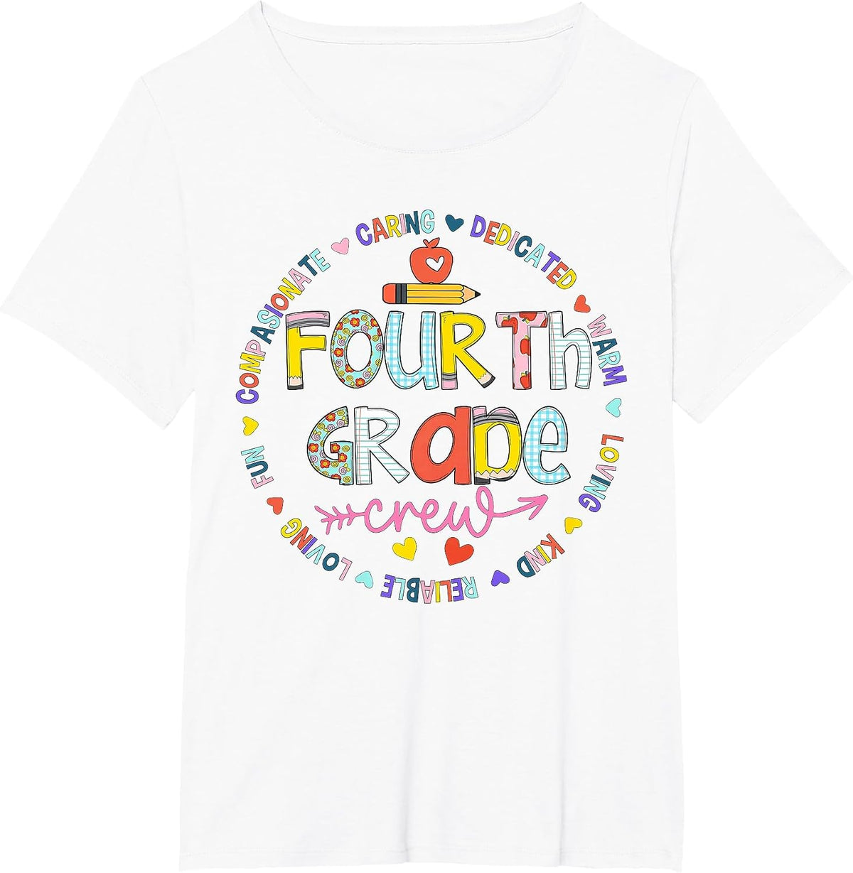 Team Fourth Grade Crew Back to School 4th Grade Teacher T-Shirt - White