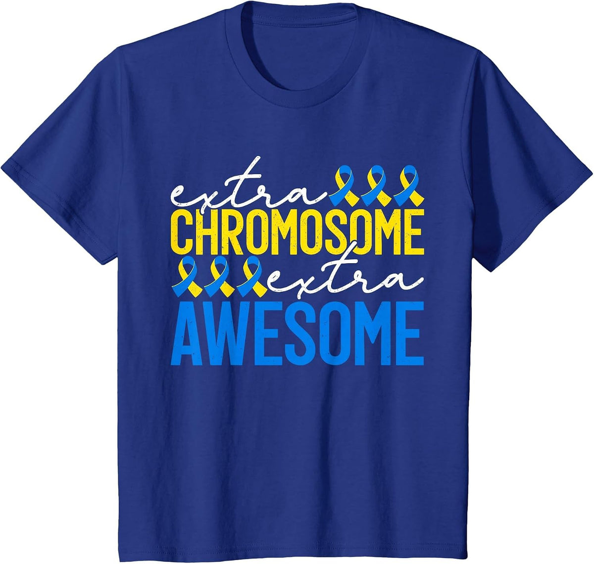 World Down Syndrome Funny Extra Chromosome Extra Awesome Kid T-Shirt - Royal Blue