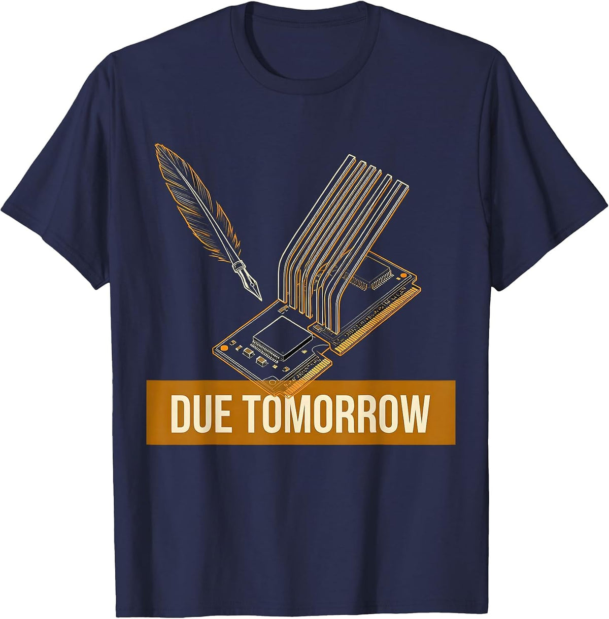 Due Tomorrow Social Studies Teacher Technical Diagram T-Shirt - Navy Blue
