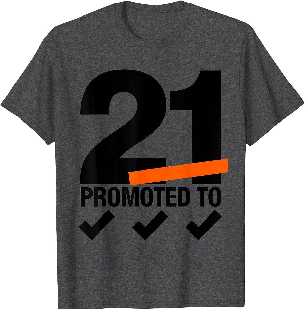 Men's PROMOTED TO 21 Vintage Milestone Birthday Age Badge T-Shirt - Dark Heather Grey