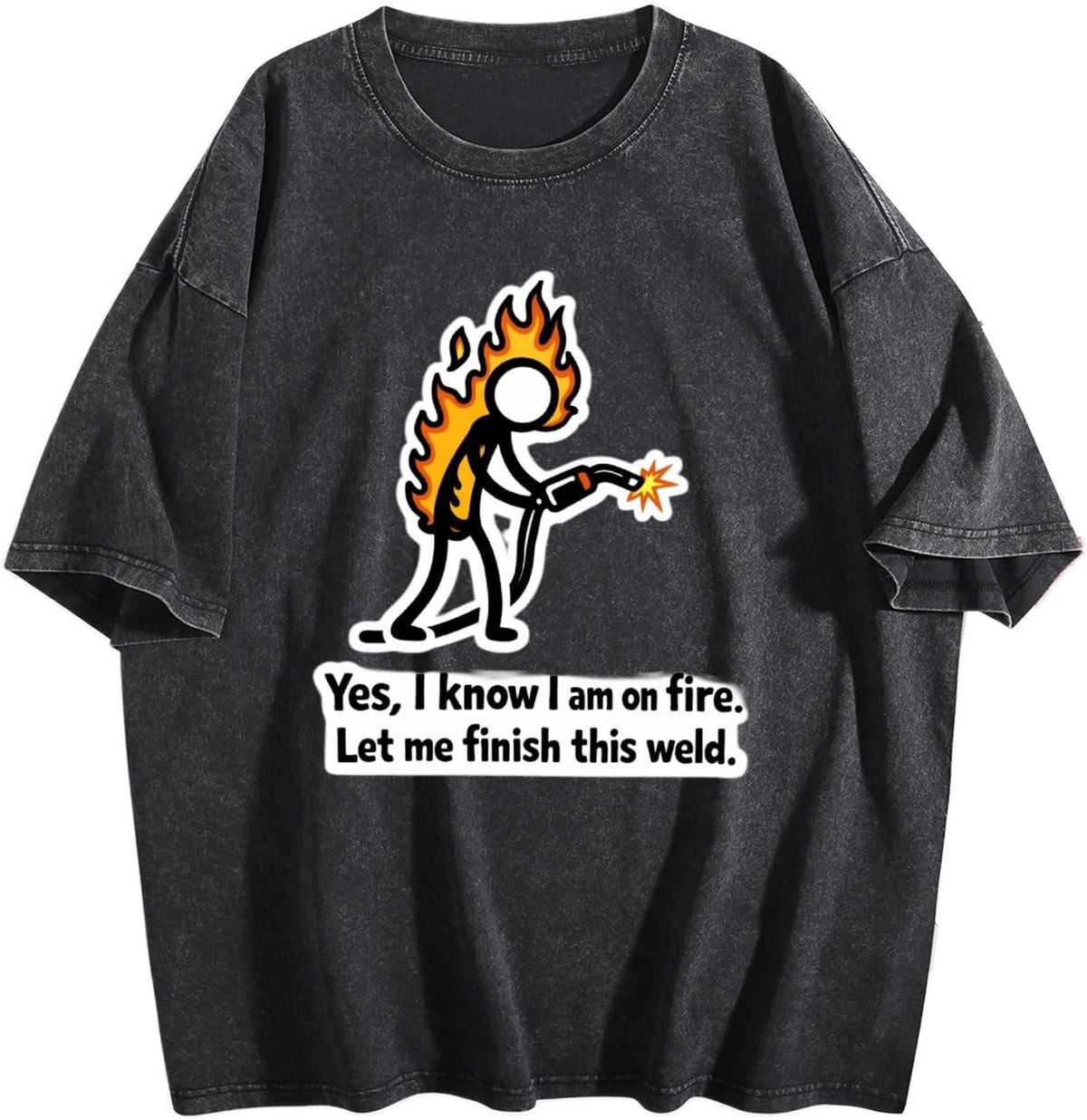 Welder T-Shirt for Men Unique Welder Design Graphic Tee Cotton Short Sleeve Industrial Workwear Gift for Dad - Black-style