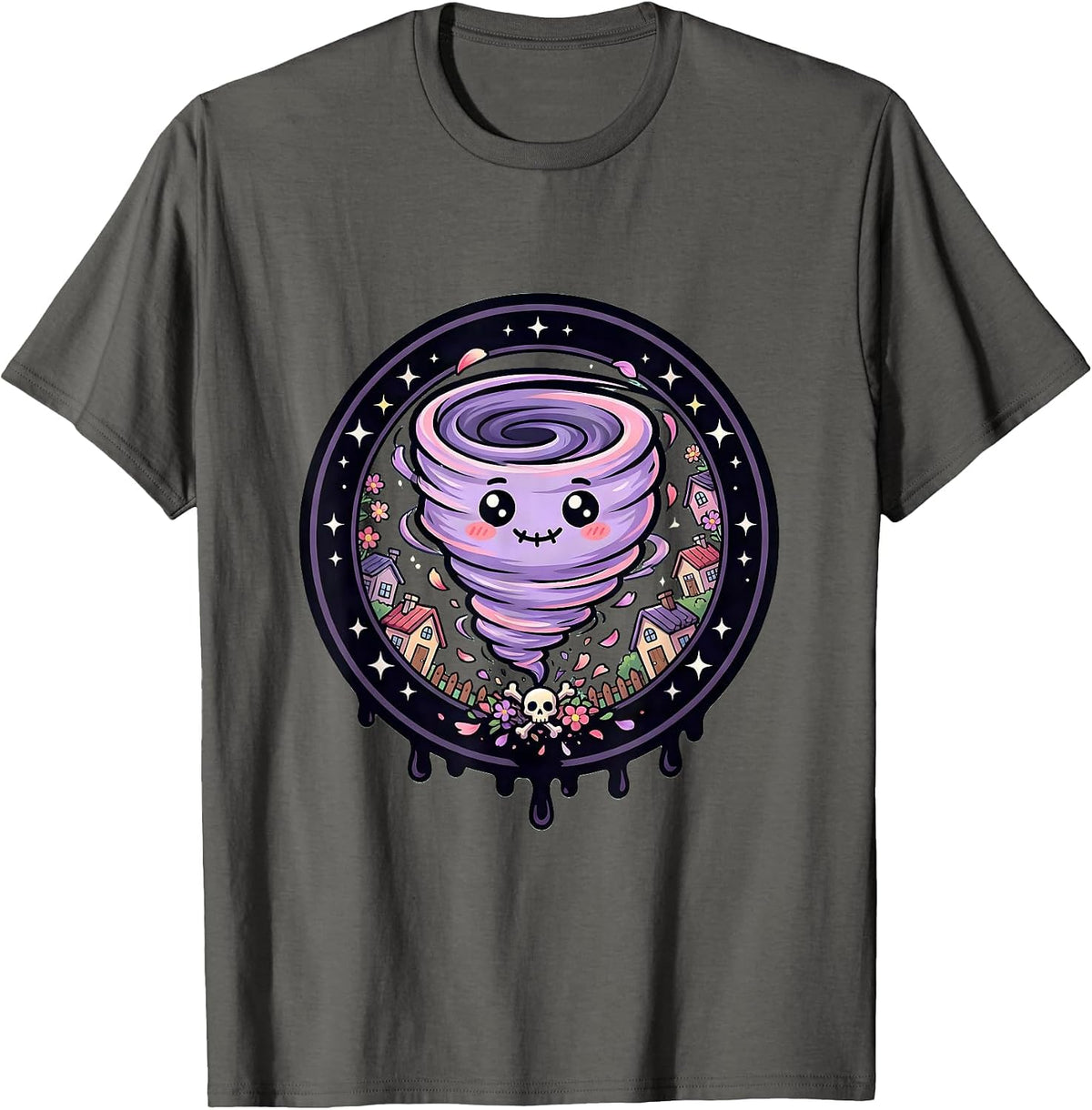 Men's Tornado Tearing Through Calm Town Graphic T-Shirt - Asphalt Grey