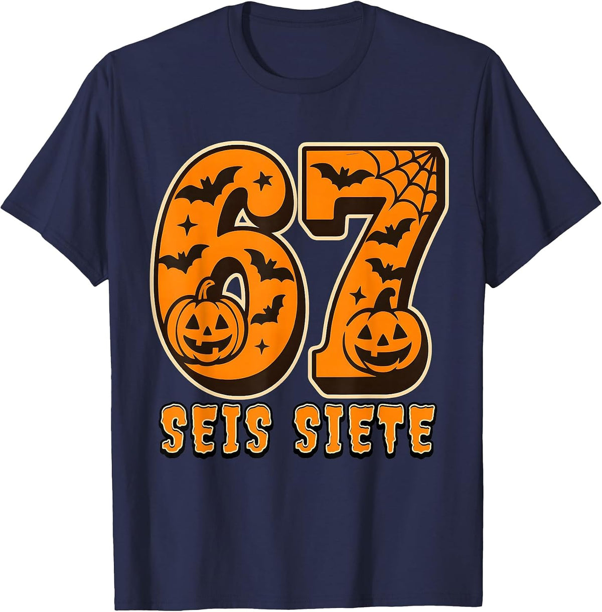 SEIS Siete Spanish Halloween 67 Boys Kids Six Seven Espanol T-Shirt - Navy Blue