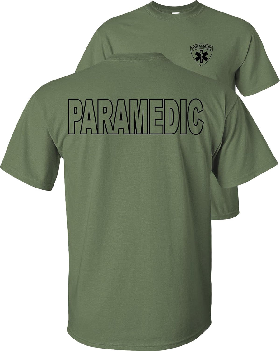 FAIR GAME Paramedic T-Shirt Emergency Medical - Military Green-black Design