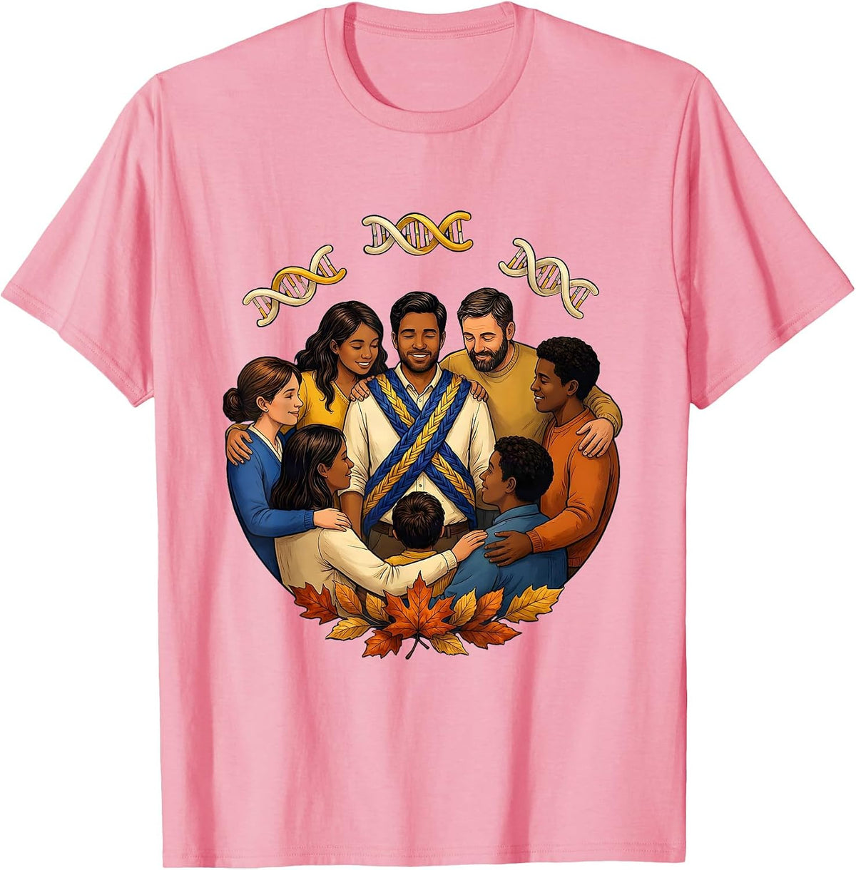 Men's Storybook Family Circle Down Syndrome Awareness October T-Shirt - Pink