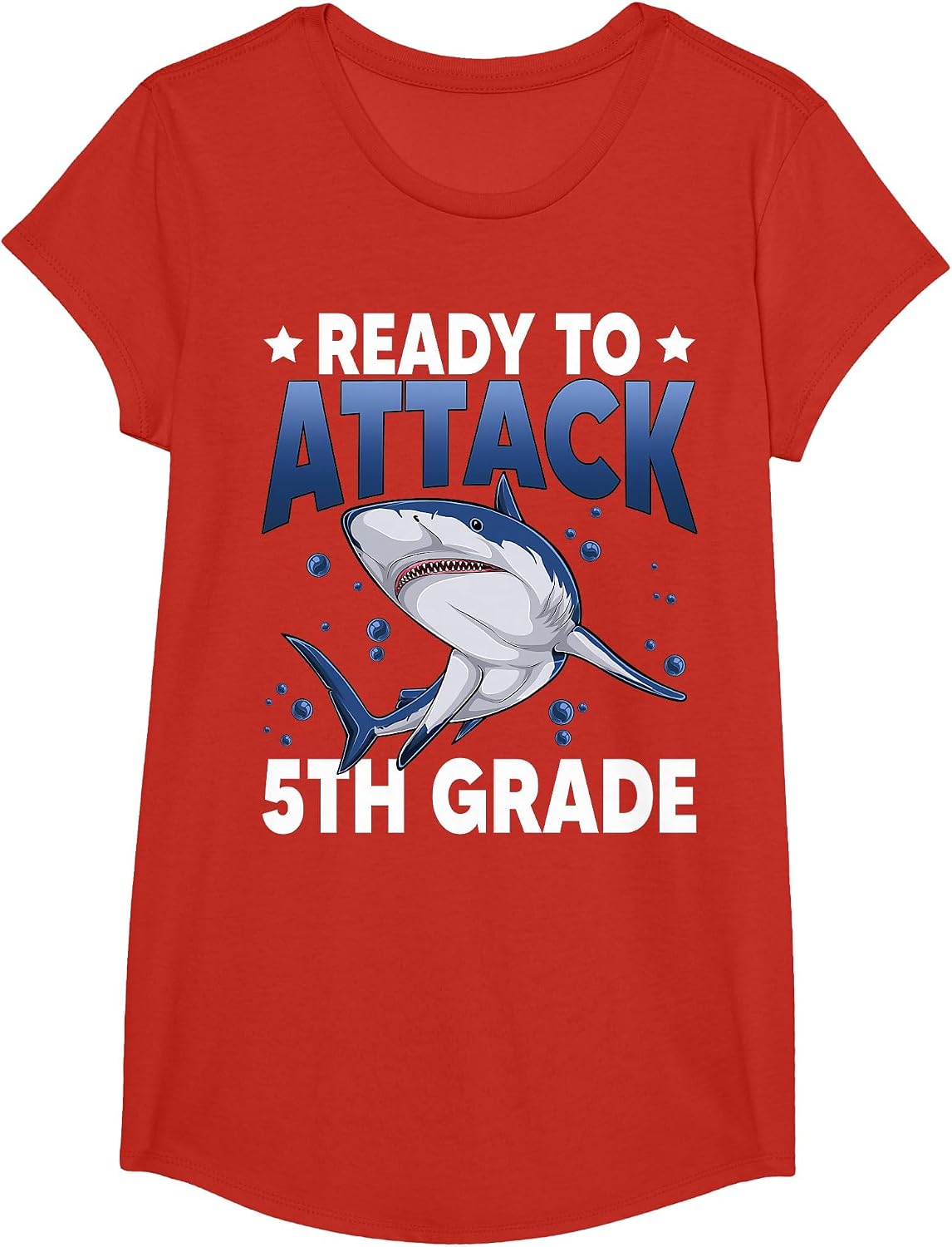 Ready to Attack 5th Grade Shark Fifth Grade Teacher Student T-Shirt - Girls Red