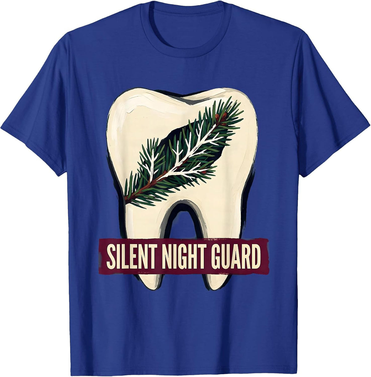 Silent Night Guard Funny Dentist Dental Team Christmas T-Shirt - Royal Blue